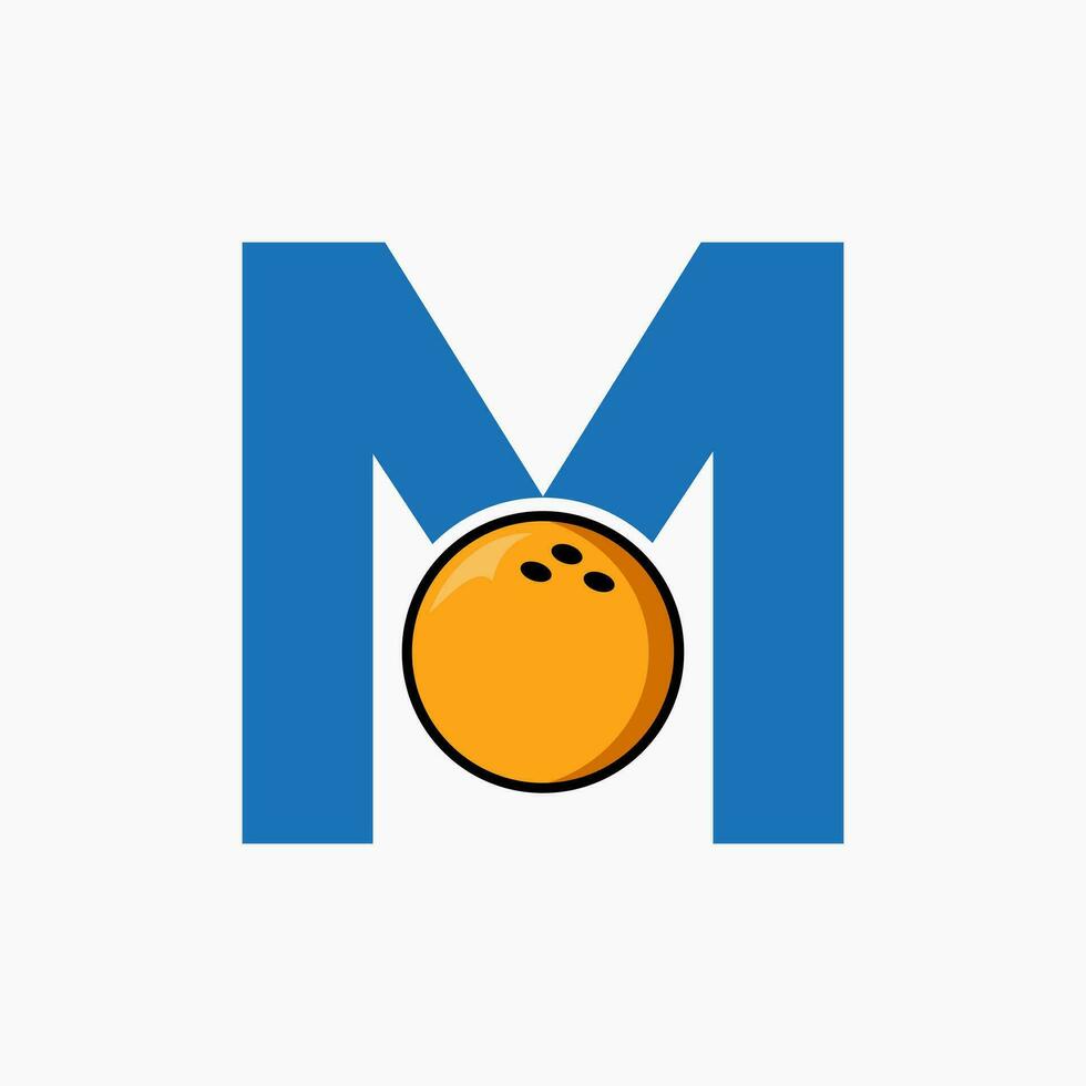 lettera m bowling logo. bowling palla simbolo con in movimento palla icona vettore