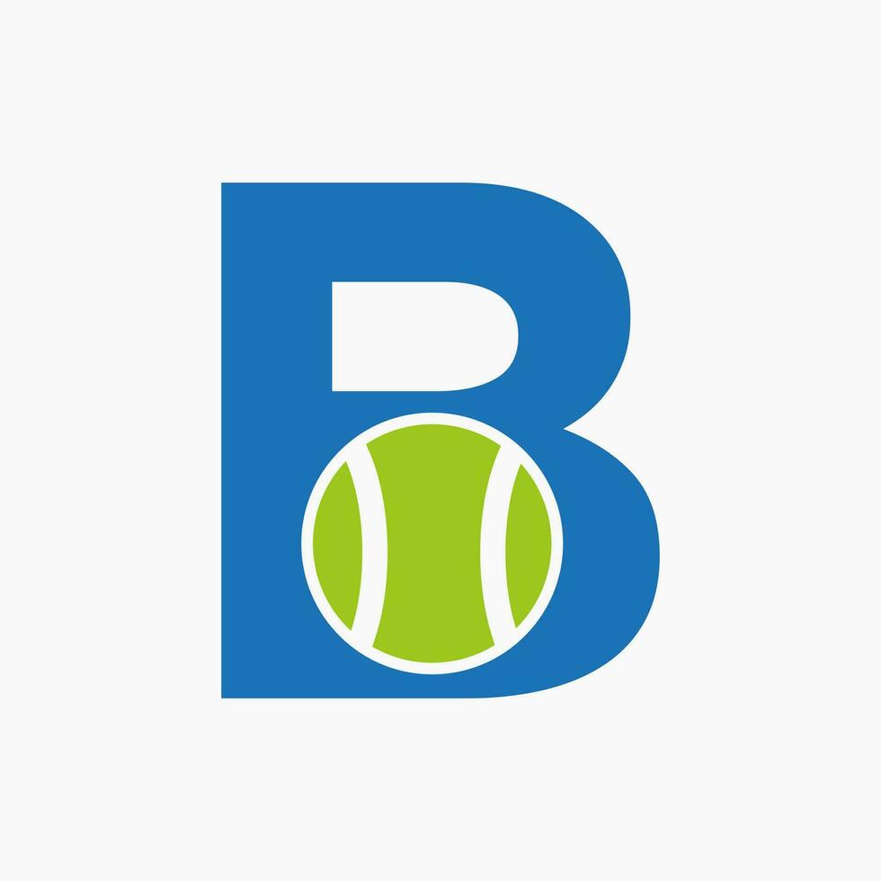 tennis logo su lettera b. tennis sport accademia, club logo cartello vettore
