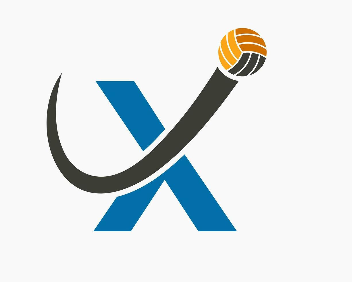 lettera X pallavolo logo concetto con in movimento volley palla icona. pallavolo gli sport logotipo modello vettore