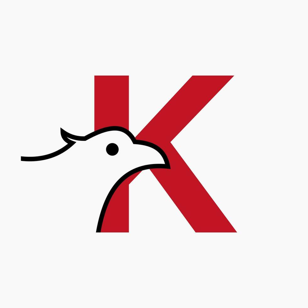 iniziale lettera K aquila logo design. mezzi di trasporto simbolo vettore modello