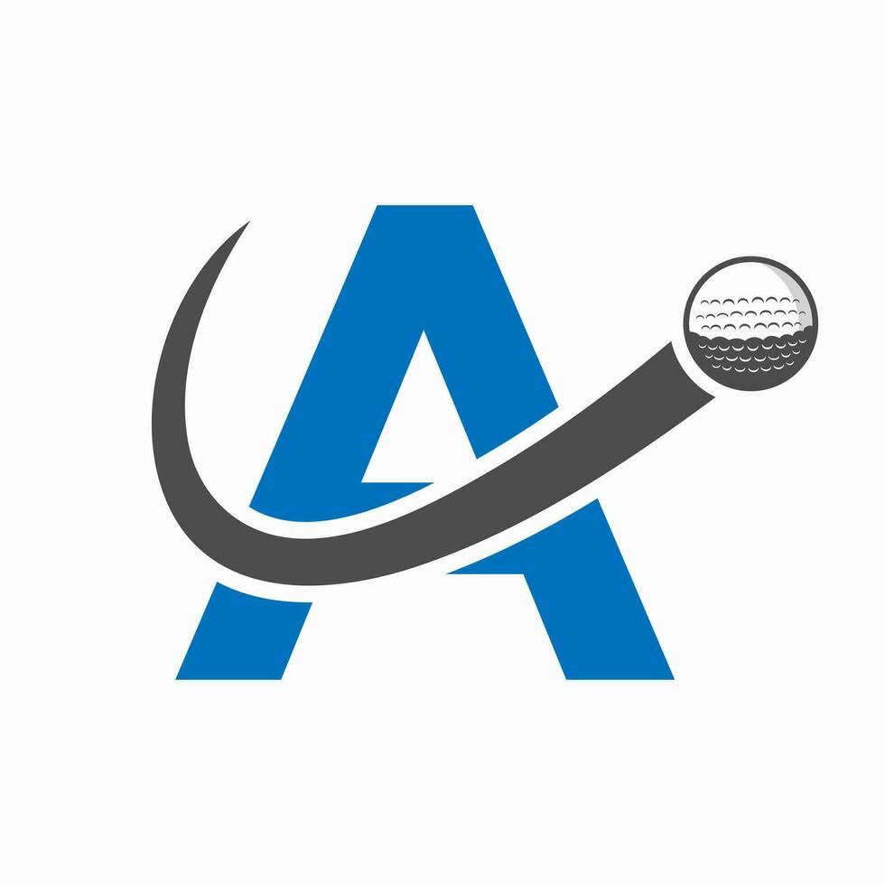 iniziale lettera un' golf logo design. iniziale hockey sport accademia cartello, club simbolo vettore