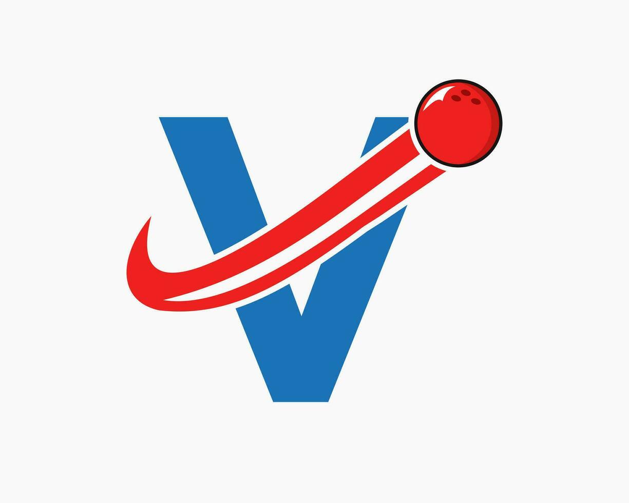 lettera v bowling logo. bowling palla simbolo con in movimento palla icona vettore