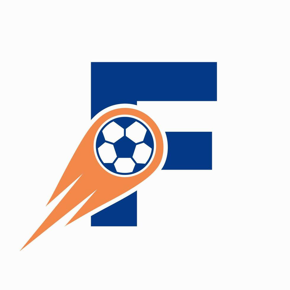 lettera f calcio logo concetto con in movimento calcio icona. calcio logo modello vettore