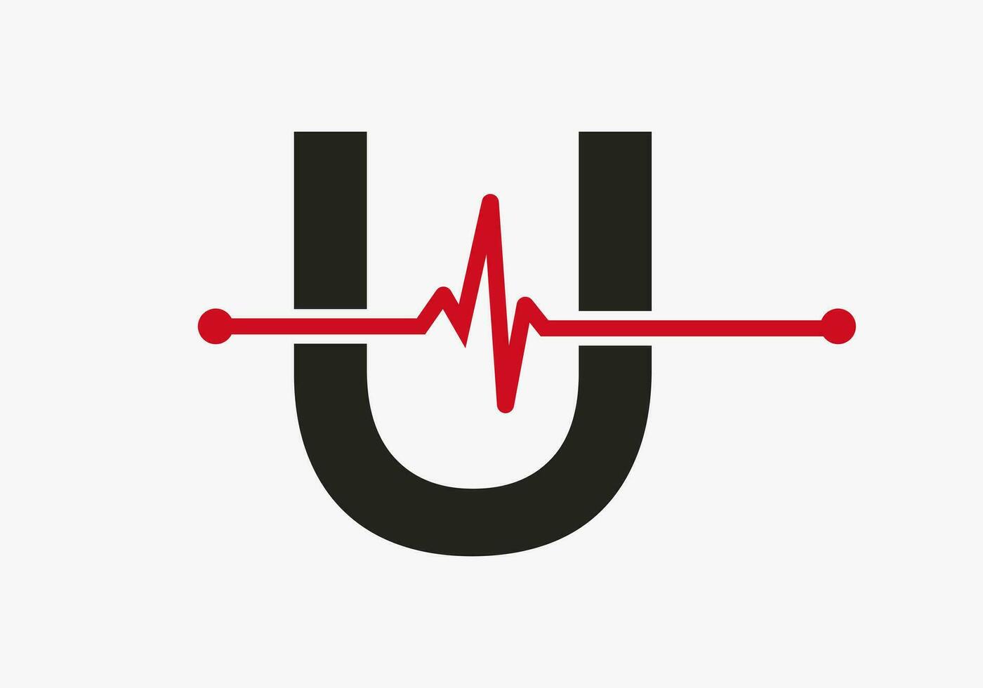 lettera u battito cardiaco logo per medico o Salute simbolo. medico logo modello design vettore