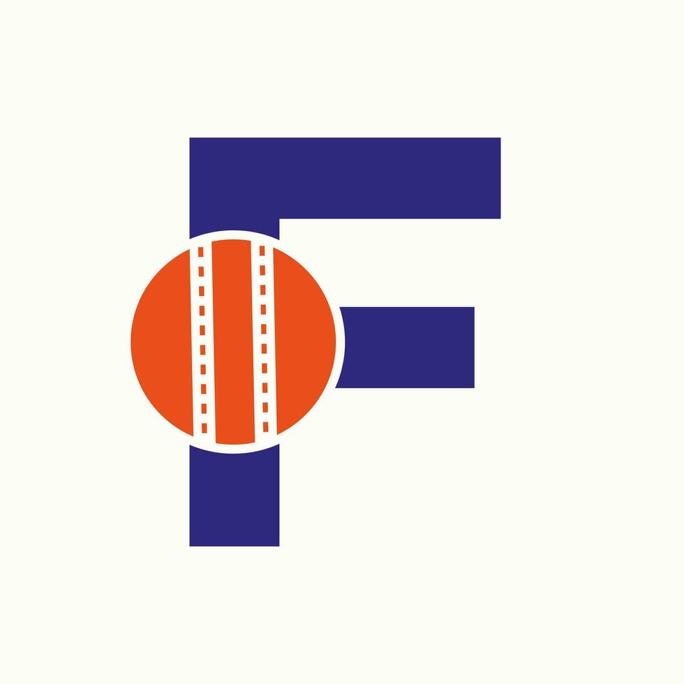 cricket logo su lettera f concetto. cricket club simbolo vettore