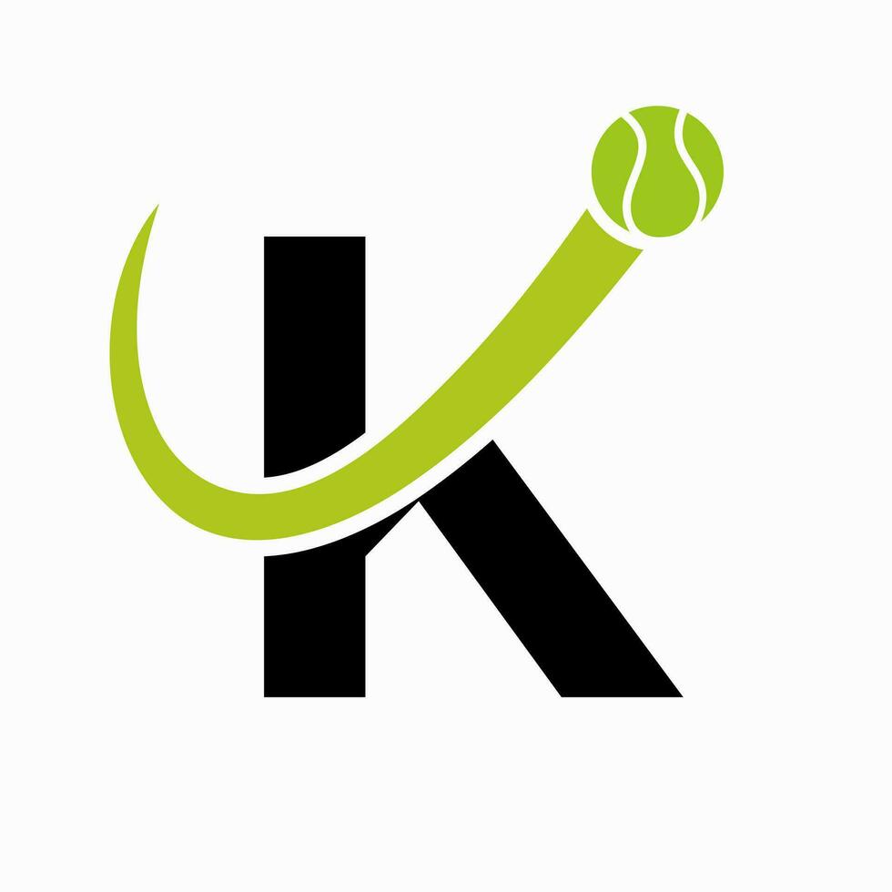 tennis logo design su lettera K modello. tennis sport accademia, club logo vettore