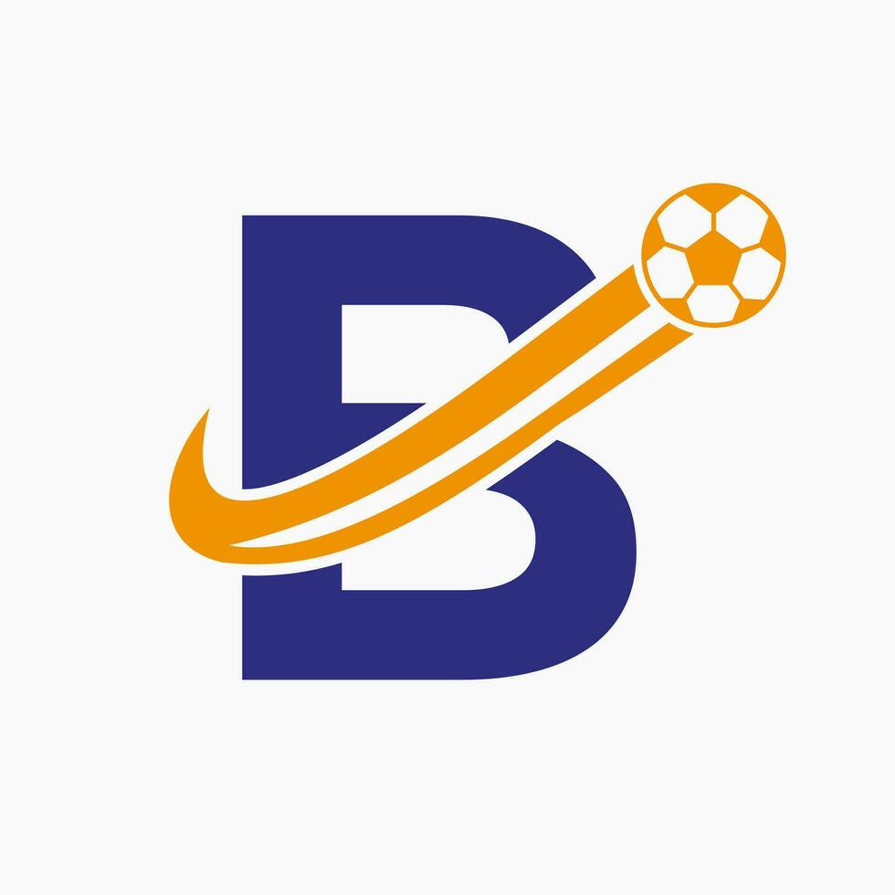 iniziale lettera B calcio logo. calcio logo concetto con in movimento calcio icona vettore