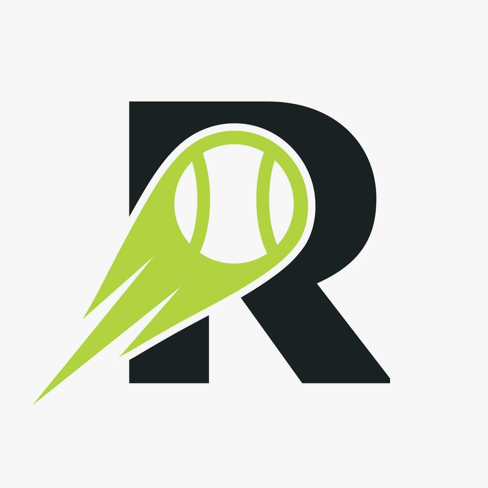 tennis logo design su lettera r modello. tennis sport accademia, club logo vettore