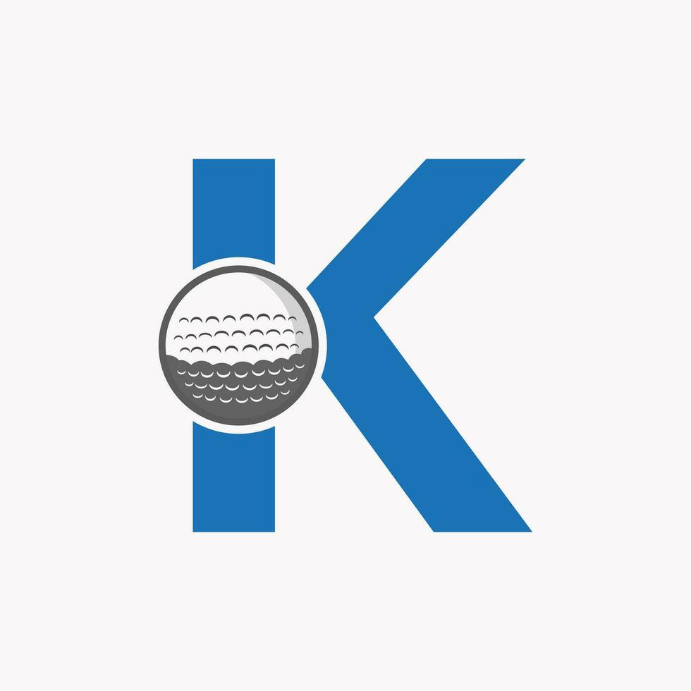 golf logo su lettera K. iniziale hockey sport accademia cartello, club simbolo vettore
