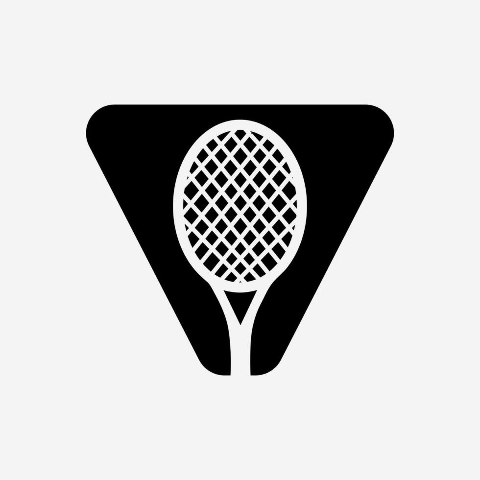 lettera v padel tennis logo. padel racchetta logo design. spiaggia tavolo tennis club simbolo vettore