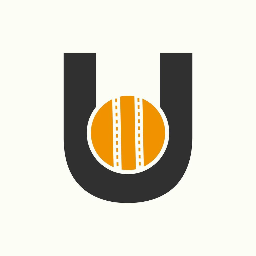 cricket logo su lettera u concetto. cricket club simbolo vettore