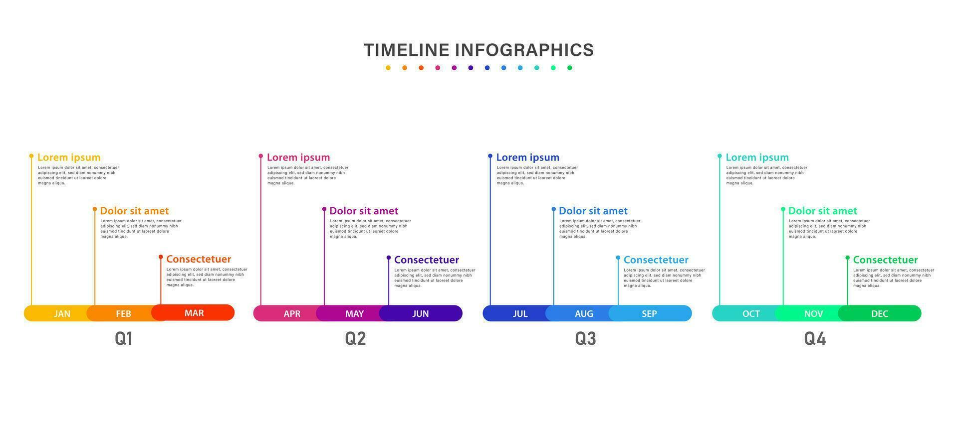 Infografica sequenza temporale modello per 1 anno. attività commerciale Infografica sequenza temporale design con 12 passaggi o opzioni. può essere Usato per flussi di lavoro, calendario layout, diagrammi, presentazioni. vettore illustrazione