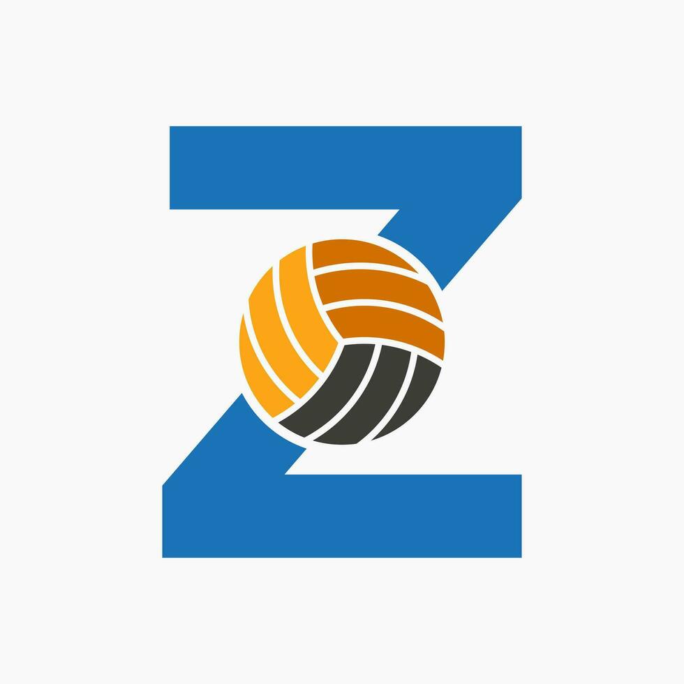 lettera z pallavolo logo concetto con in movimento volley palla icona. pallavolo gli sport logotipo modello vettore