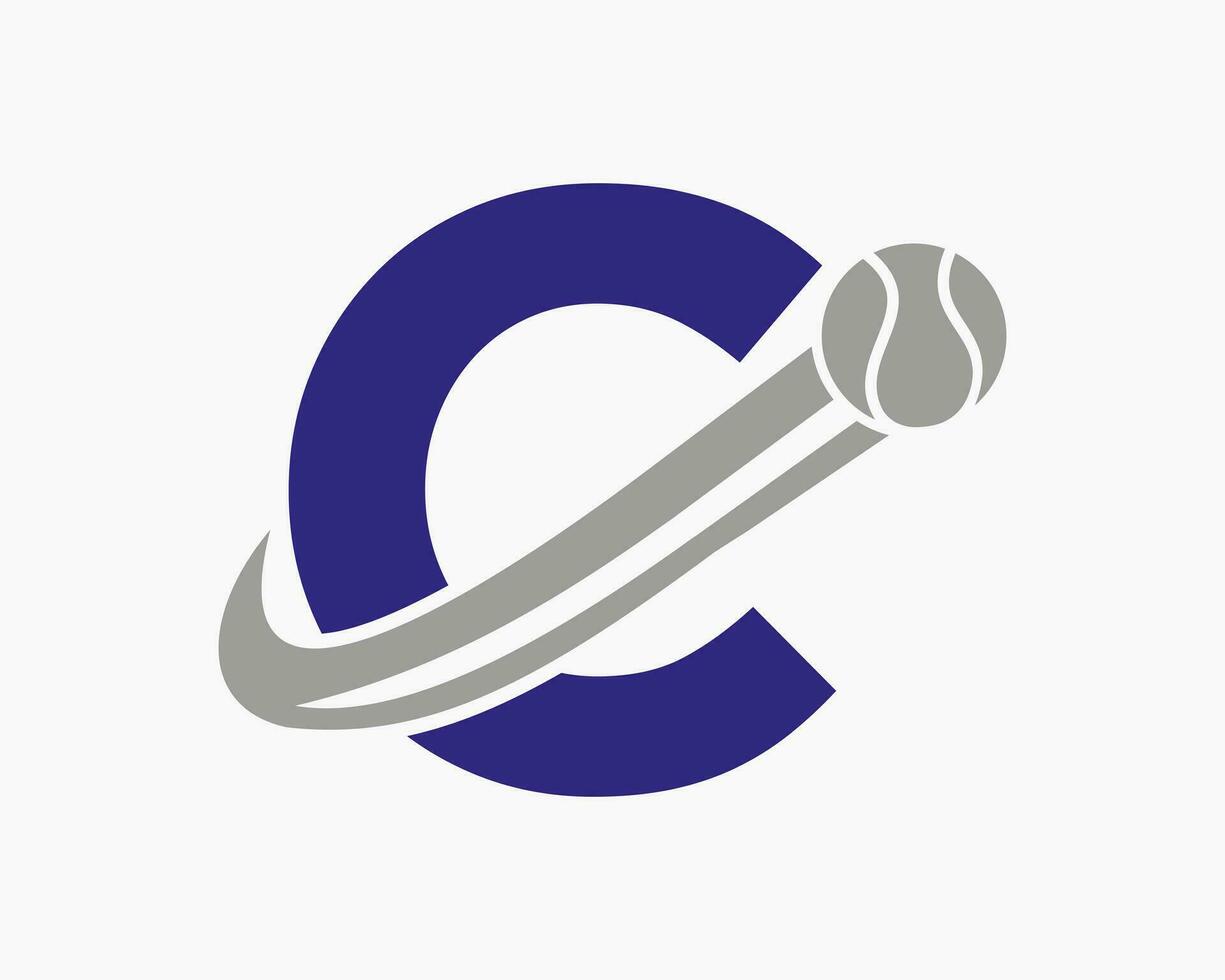 tennis logo su lettera c. tennis sport accademia, club logo cartello vettore