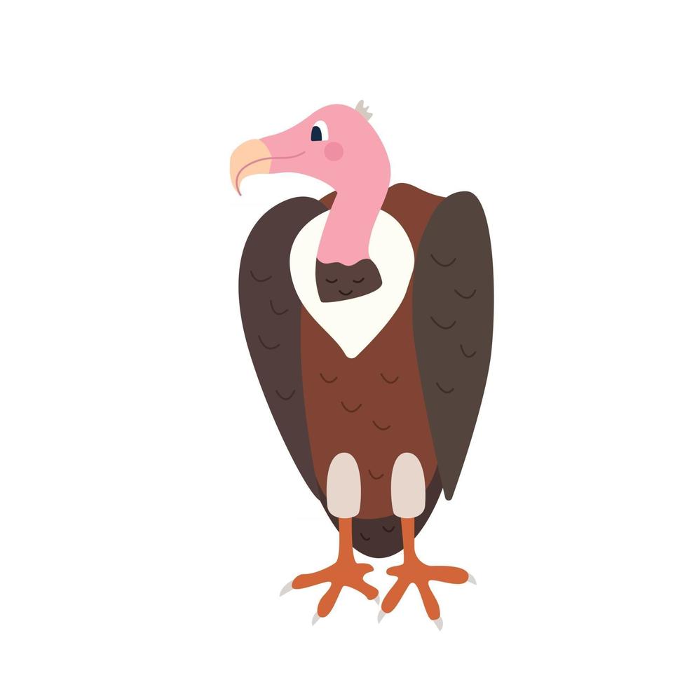 avvoltoio carino su sfondo bianco in immagine vettoriale stile piatto cartone animato