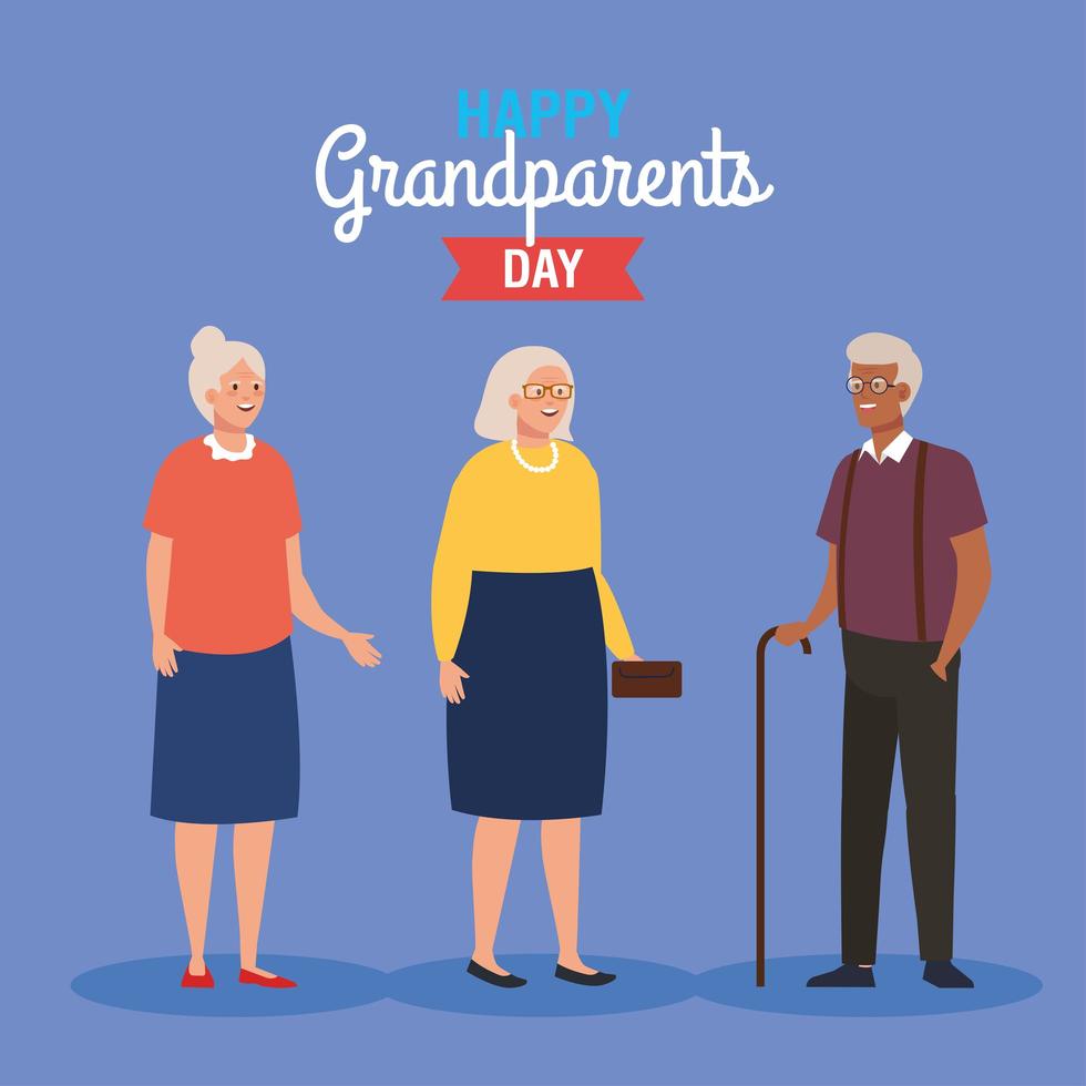 buona festa dei nonni con persone anziane carine vettore