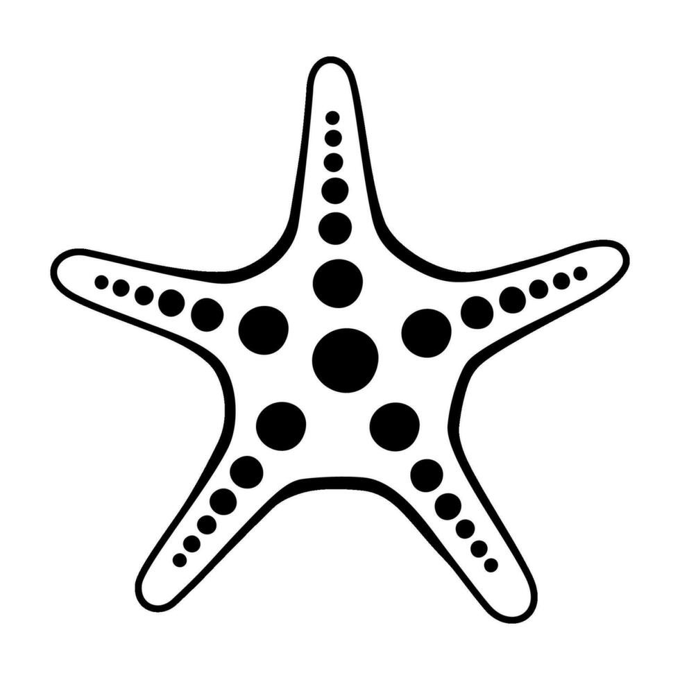 nero e bianca schizzo di oceano stella marina. vettore illustrazione di mare animale isolato su un' bianca sfondo.