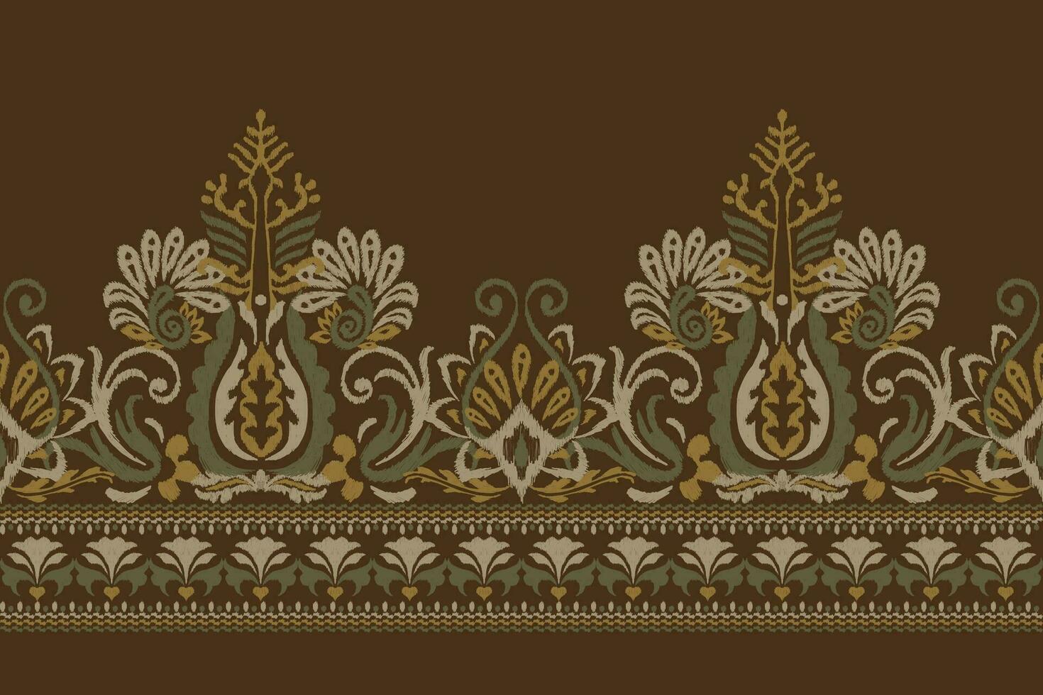 indiano ikat floreale paisley ricamo.ikat etnico orientale modello tradizionale.azteco stile astratto vettore illustrazione.disegno per trama, tessuto, abbigliamento, avvolgimento, decorazione, pareo, sciarpa, tovaglietta.