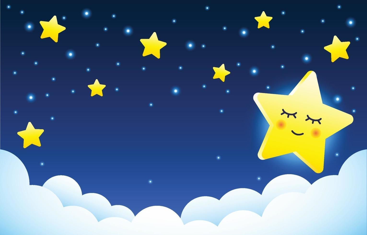 stella assonnata nel cielo notturno vettore