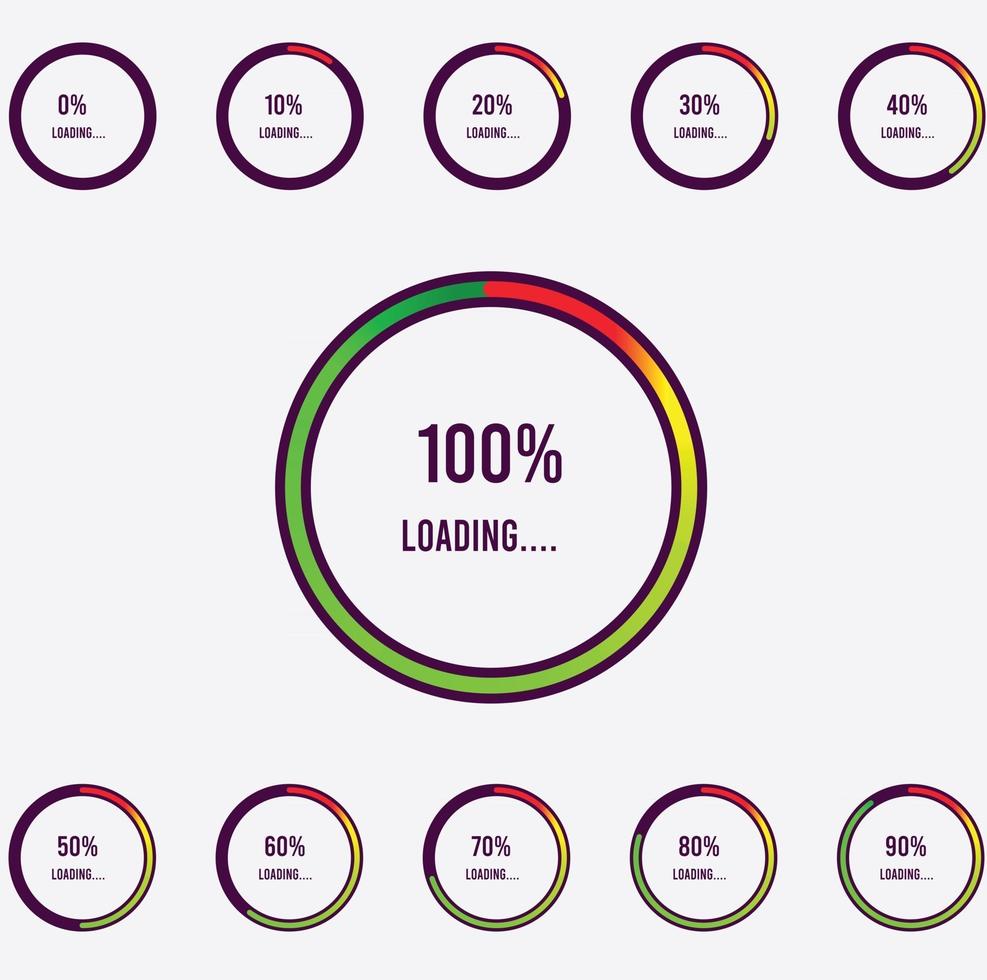 imposta i diagrammi percentuali a semicerchio da 0 a 100 vettore