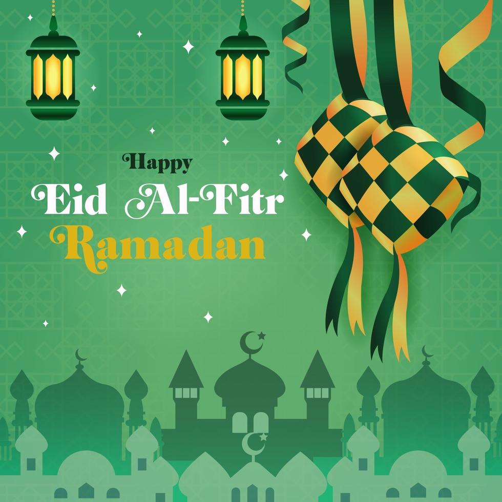 eid al fitr ramadan ketupat illustrazione vettore