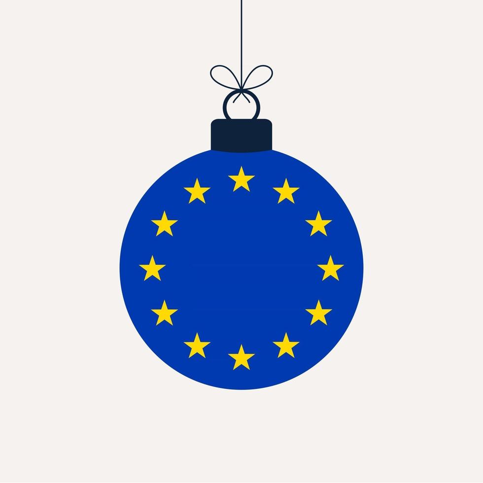 palla di natale capodanno con bandiera dell'unione europea vettore