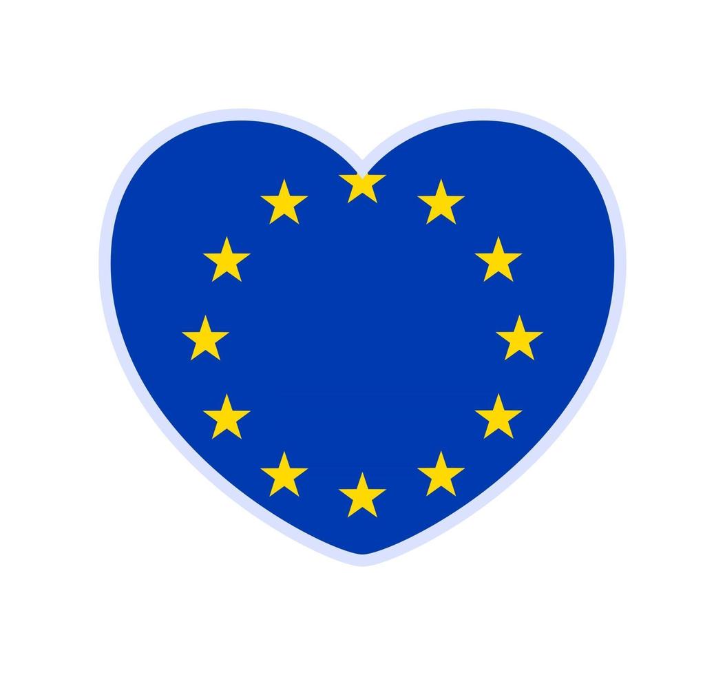 bandiera dell'unione europea a forma di cuore vettore