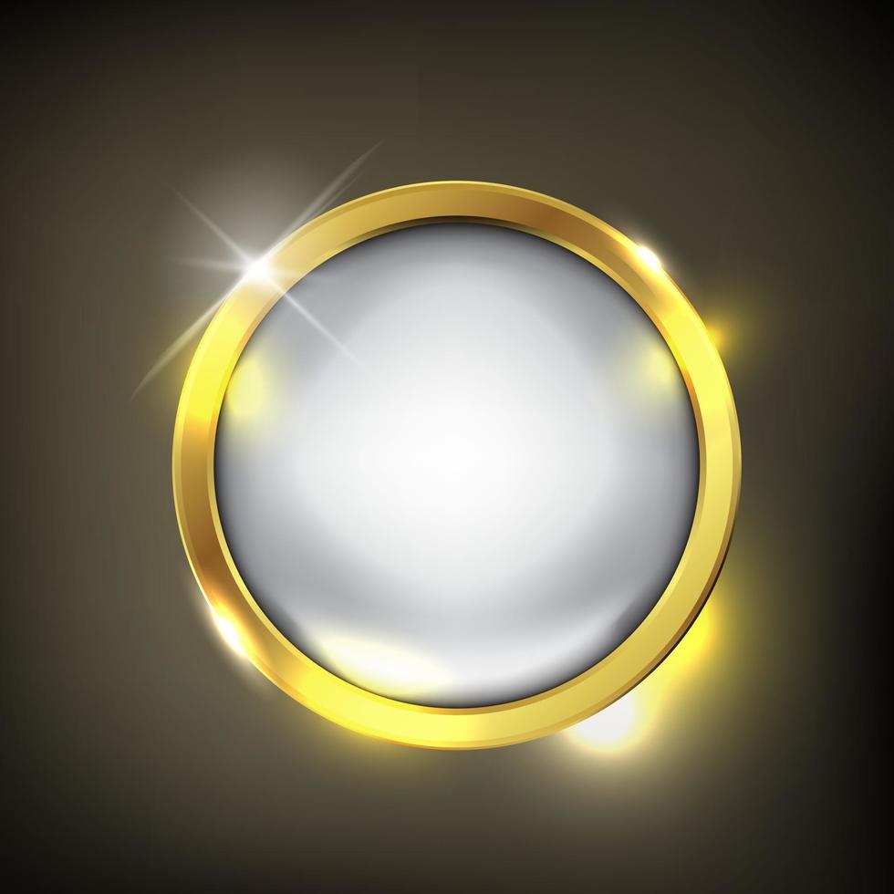 bottone cerchio web oro lucido vettore