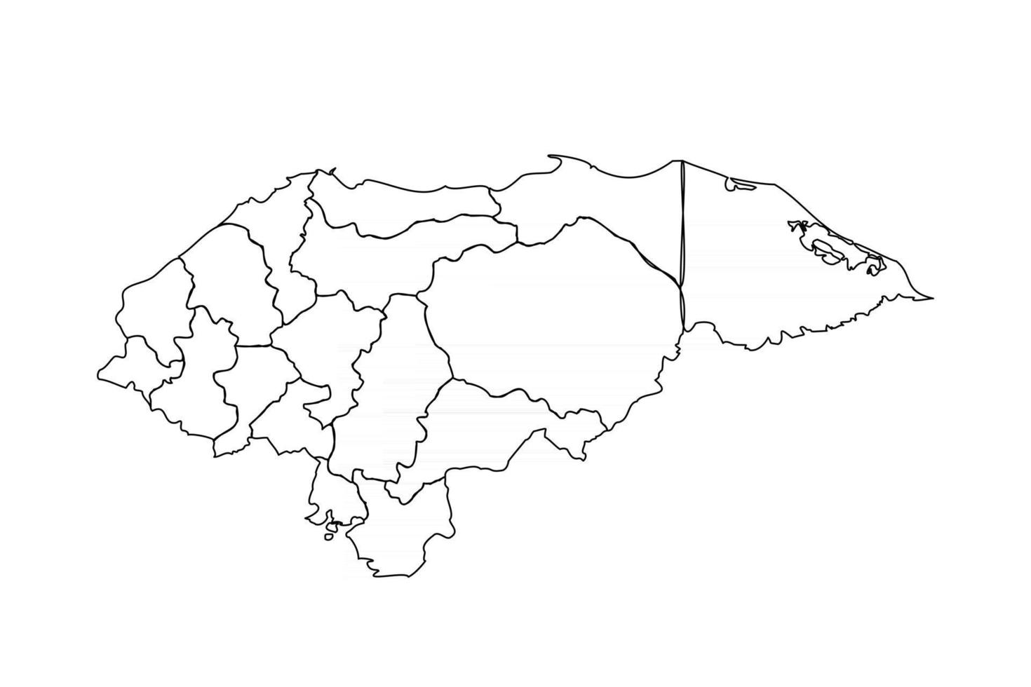 scarabocchiare la mappa dell'honduras con gli stati vettore