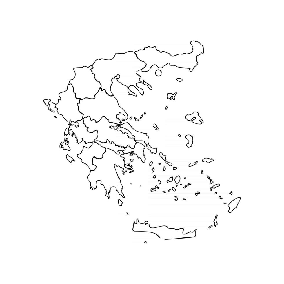 scarabocchiare la mappa della grecia con gli stati vettore