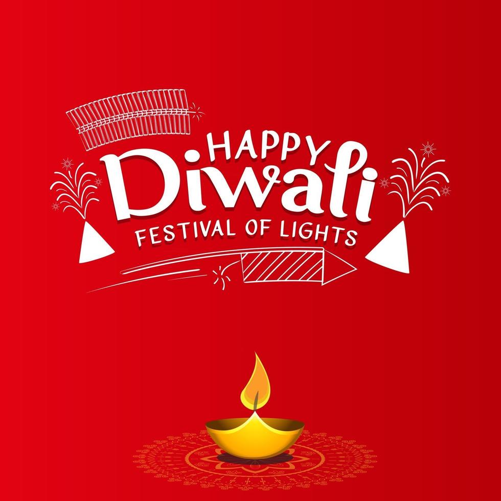 felice diwali auguri tipografico gratis illustrazione vettoriale design