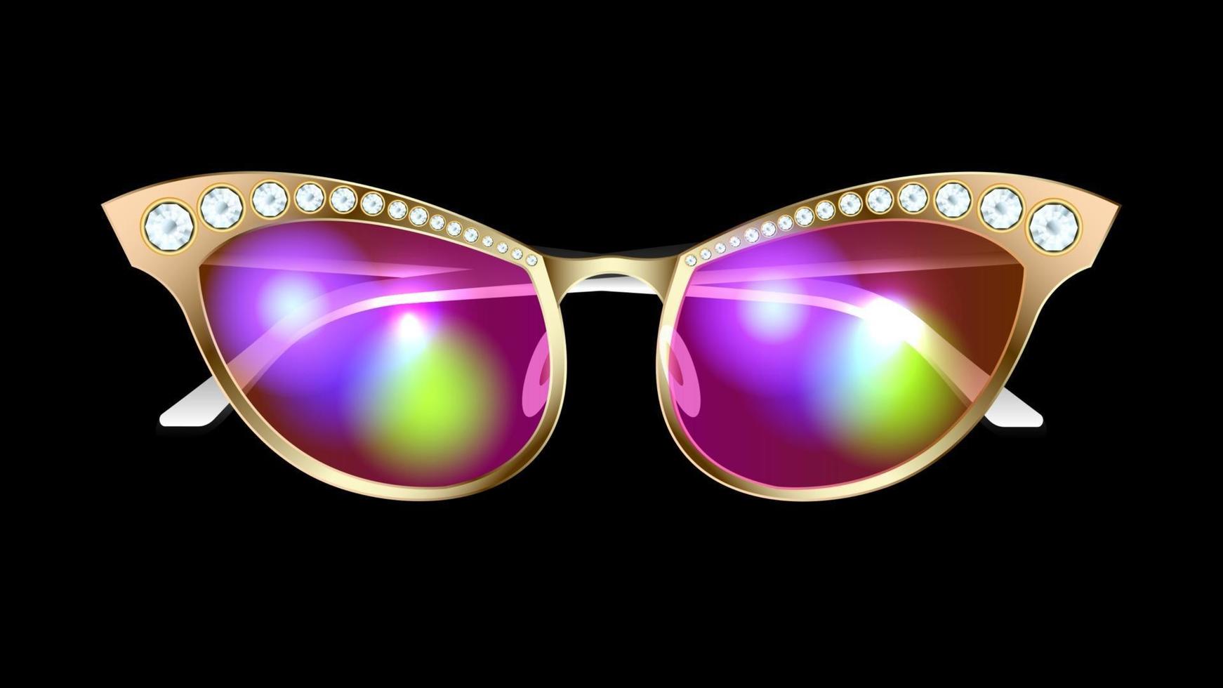 occhiali da sole d'oro brillanti isolati vettore