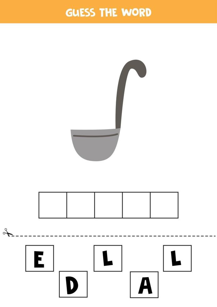 gioco di ortografia per mestolo da cucina per bambini vettore