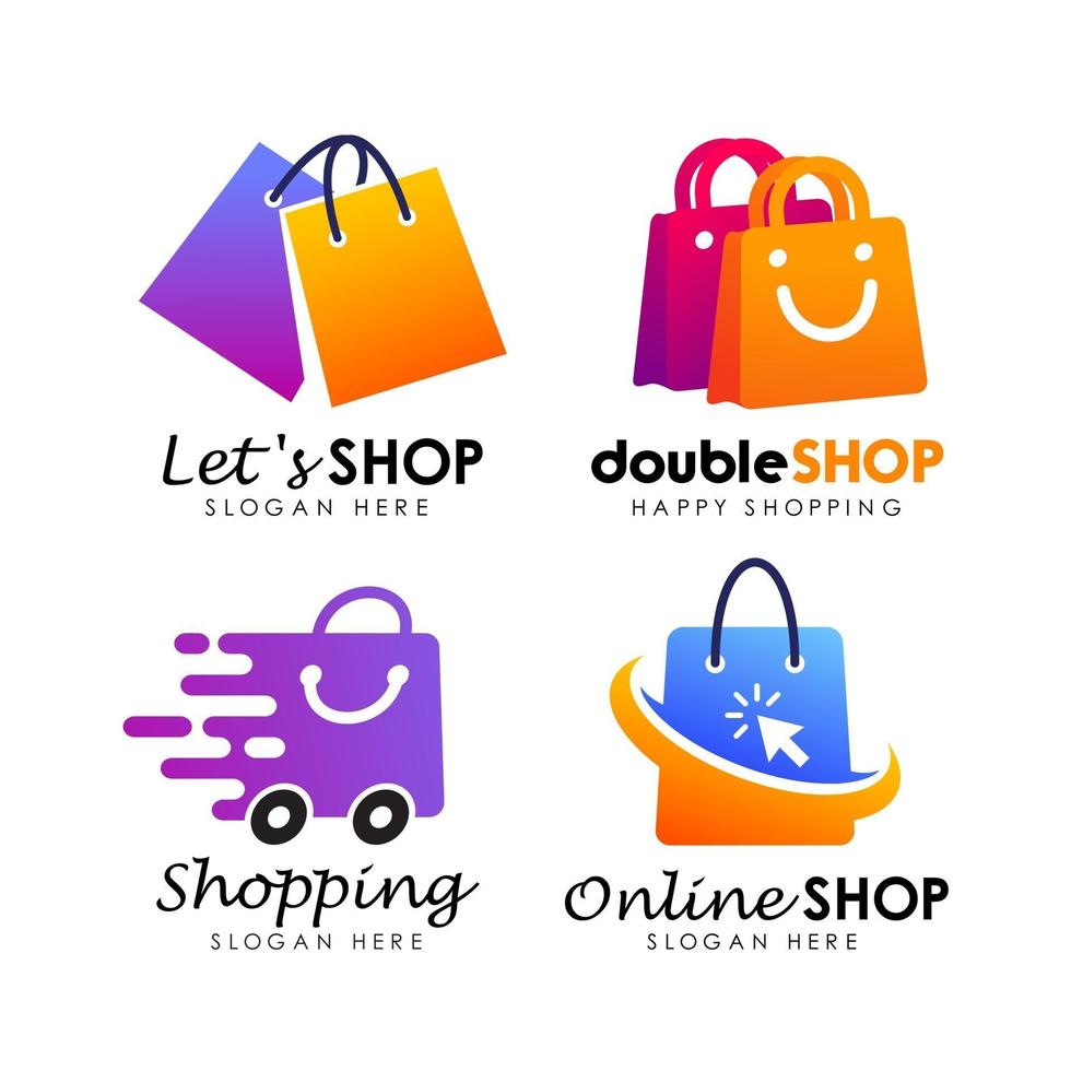 shopping store logo design vettoriale