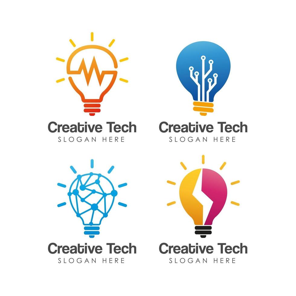 modello di progettazione dell'icona del logo della tecnologia della lampadina vettore