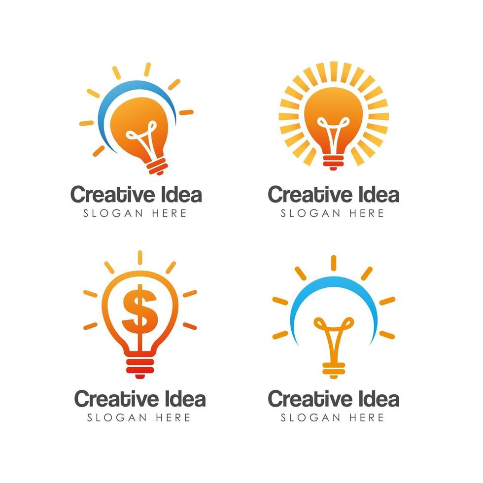 design del logo dell'icona della lampadina dell'idea creativa vettore