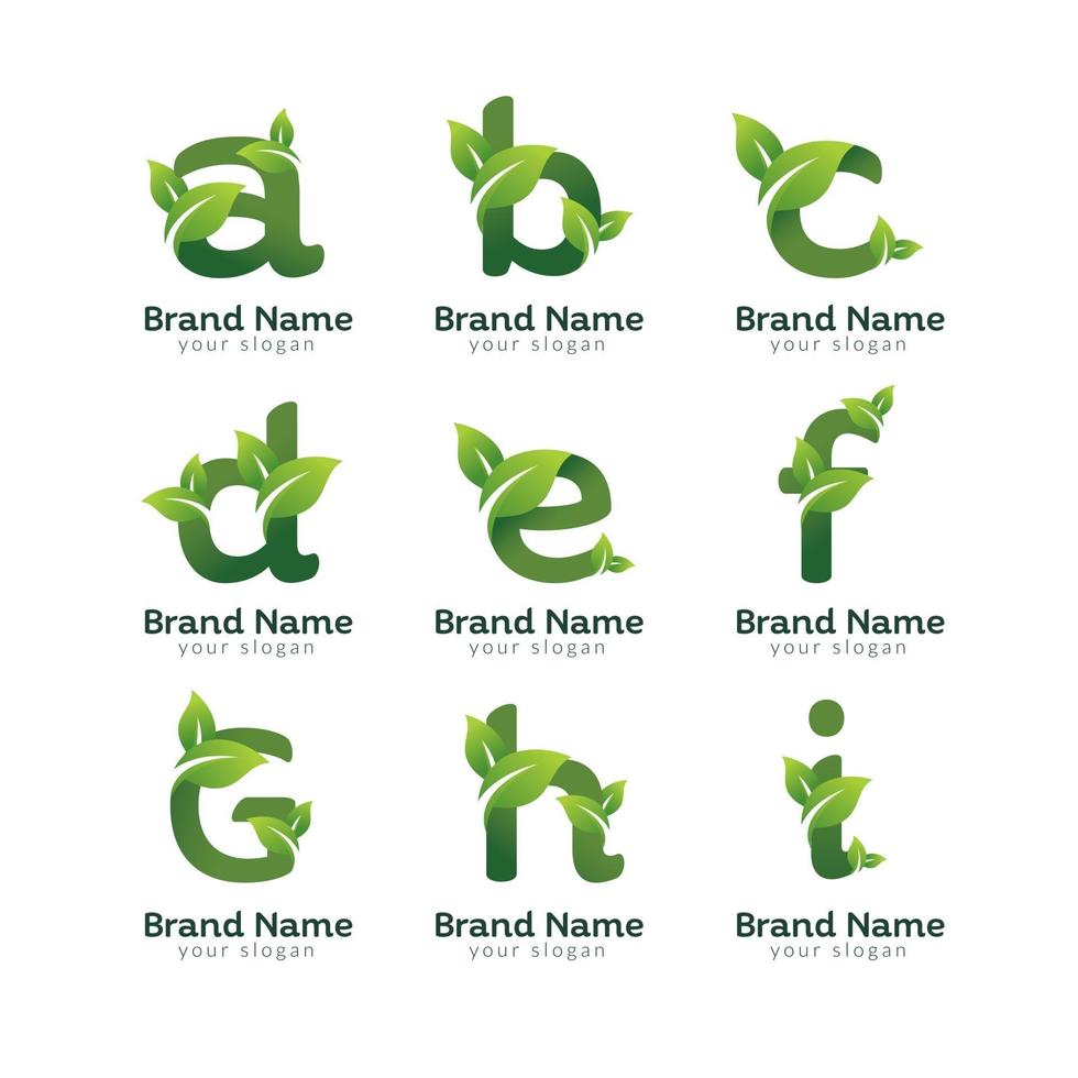 modello di progettazione del logo del pacchetto di lettere dell'alfabeto verde vettore