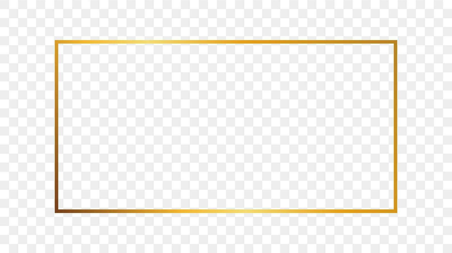 oro raggiante rettangolare forma telaio isolato su sfondo. brillante telaio con raggiante effetti. vettore illustrazione.