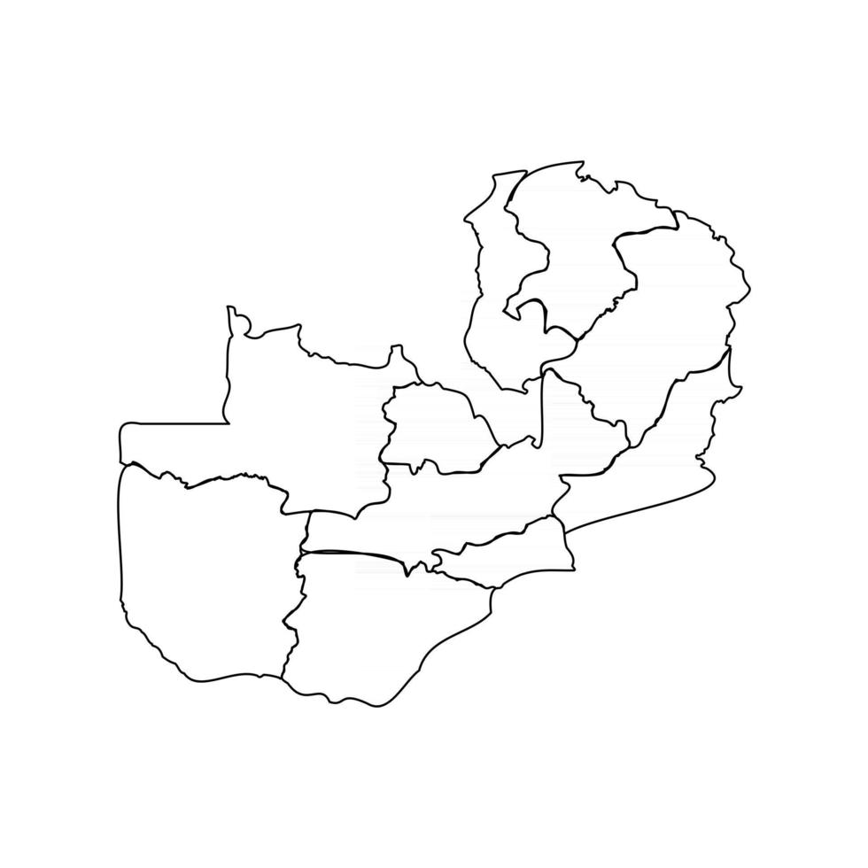 scarabocchiare la mappa dello zambia con gli stati vettore