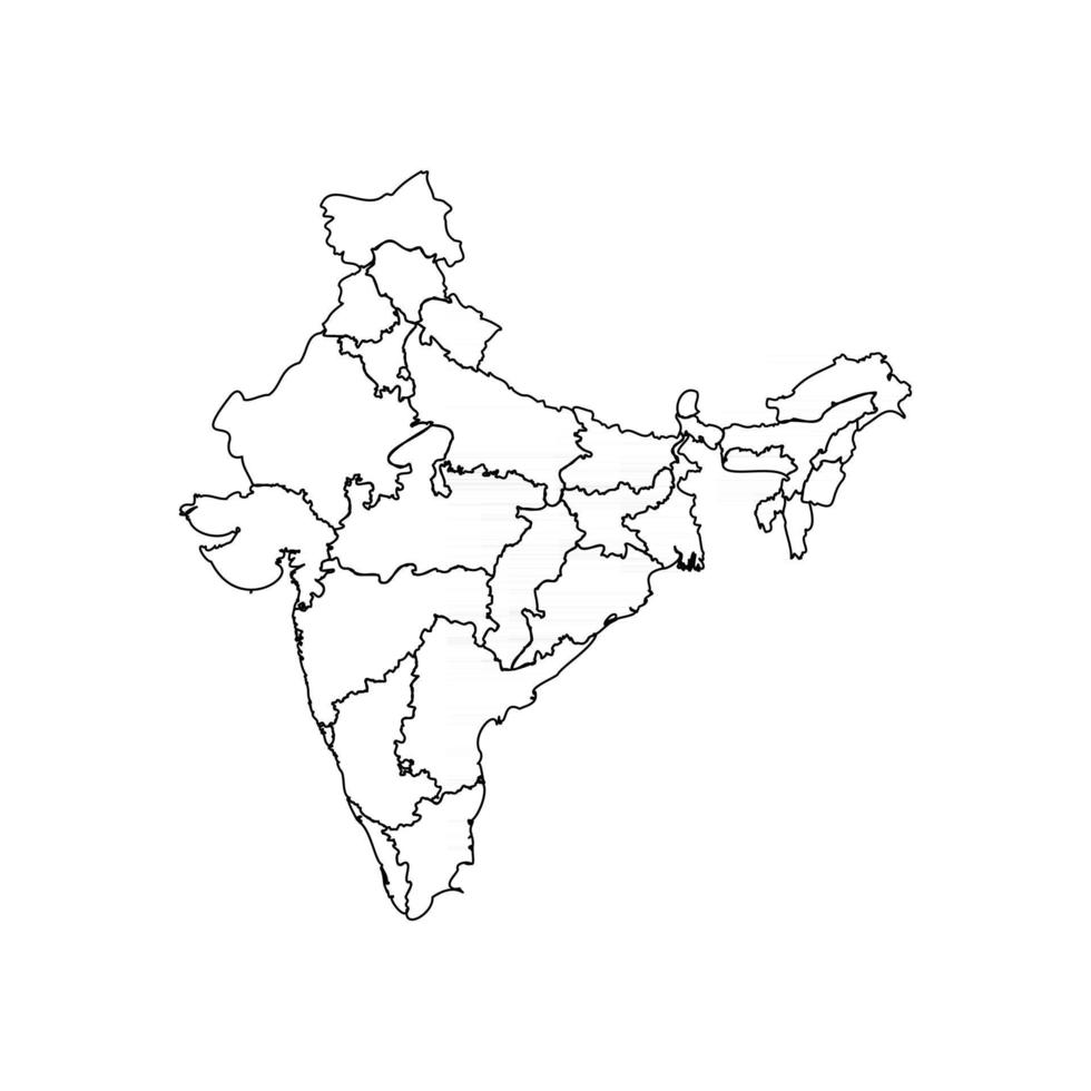 scarabocchiare la mappa dell'india con gli stati vettore