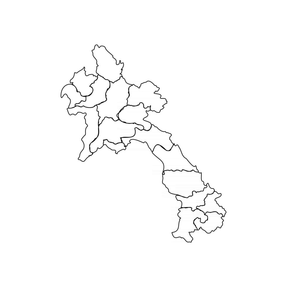 scarabocchiare la mappa del laos con gli stati vettore