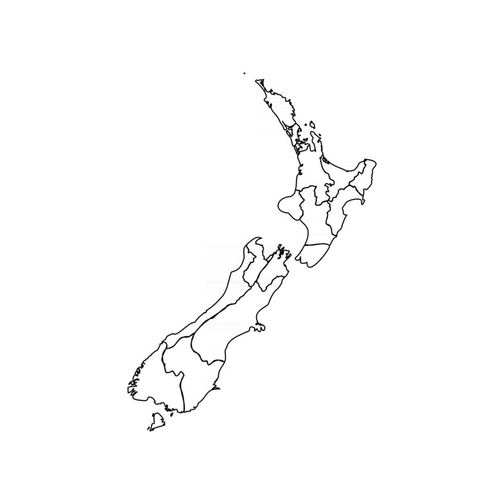 scarabocchiare la mappa della nuova zelanda con gli stati vettore