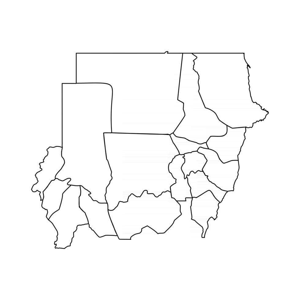 scarabocchiare la mappa del sudan con gli stati vettore