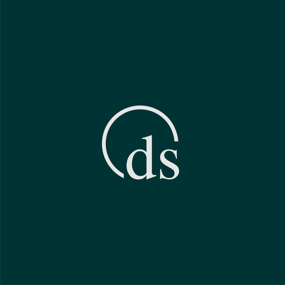 ds iniziale monogramma logo con cerchio stile design vettore