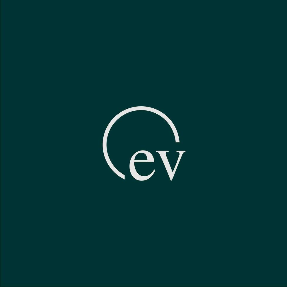 ev iniziale monogramma logo con cerchio stile design vettore