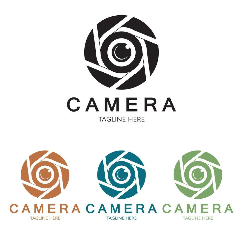 fotografia fotocamera logo icona modello di disegno vettoriale isolato su sfondo nero