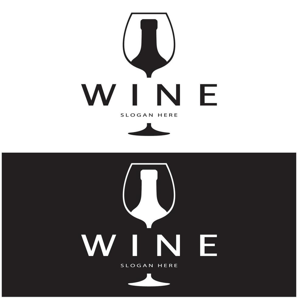 modello di progettazione del logo del vino.illustrazione vettoriale di icona-vettore