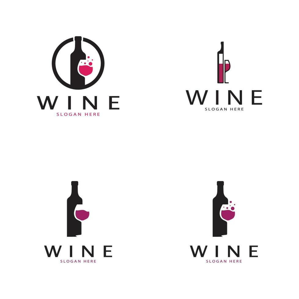 modello di progettazione del logo del vino.illustrazione vettoriale di icona-vettore