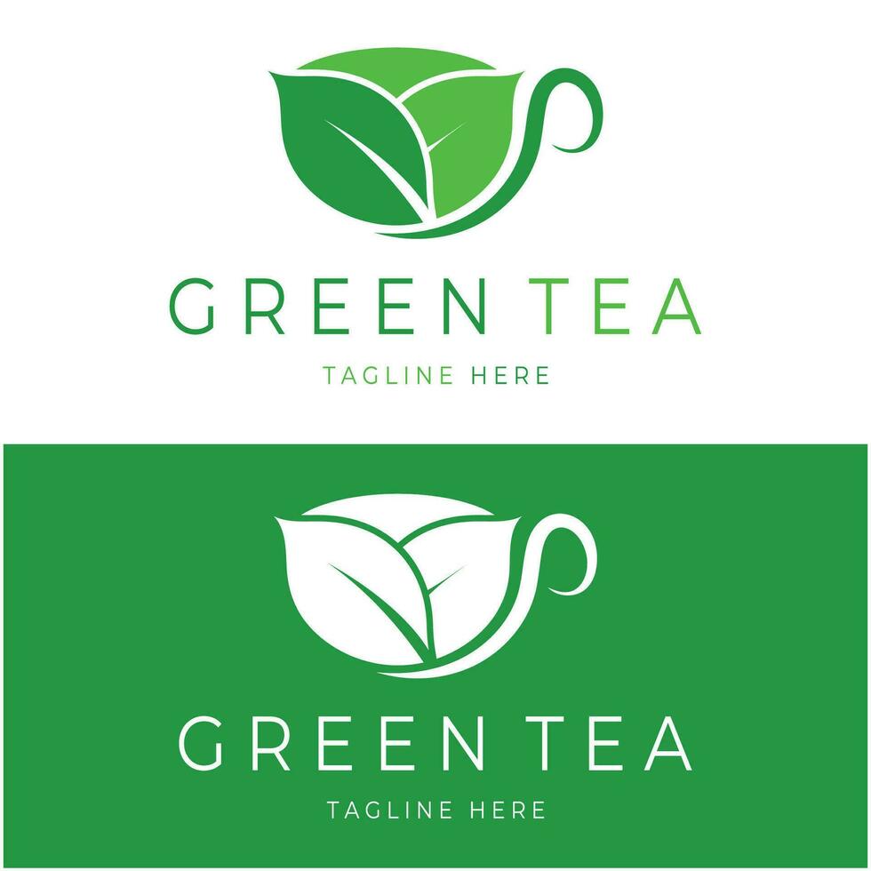 tè tazza logo vettore design.verde tè vettore logo modello.