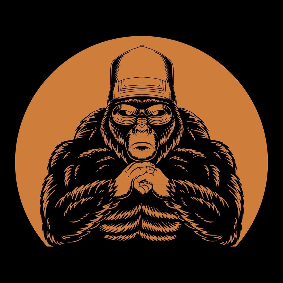 illustrazione vettoriale retrò cool gorilla